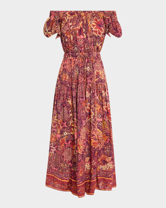 Abigail Puff-Sleeve Midi Dress